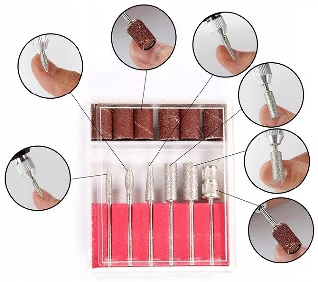 FREZARKA DO PAZNOKCI MANICURE PEDICURE PROFESJONALNA ZESTAW FREZÓW MOC 20W Zasilanie sieciowe